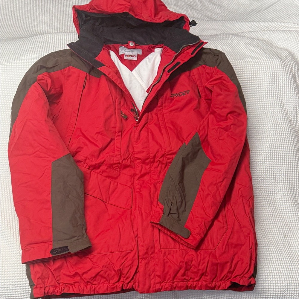 Spyder Men's Red and Brown Ski Jacket - XXL (56)